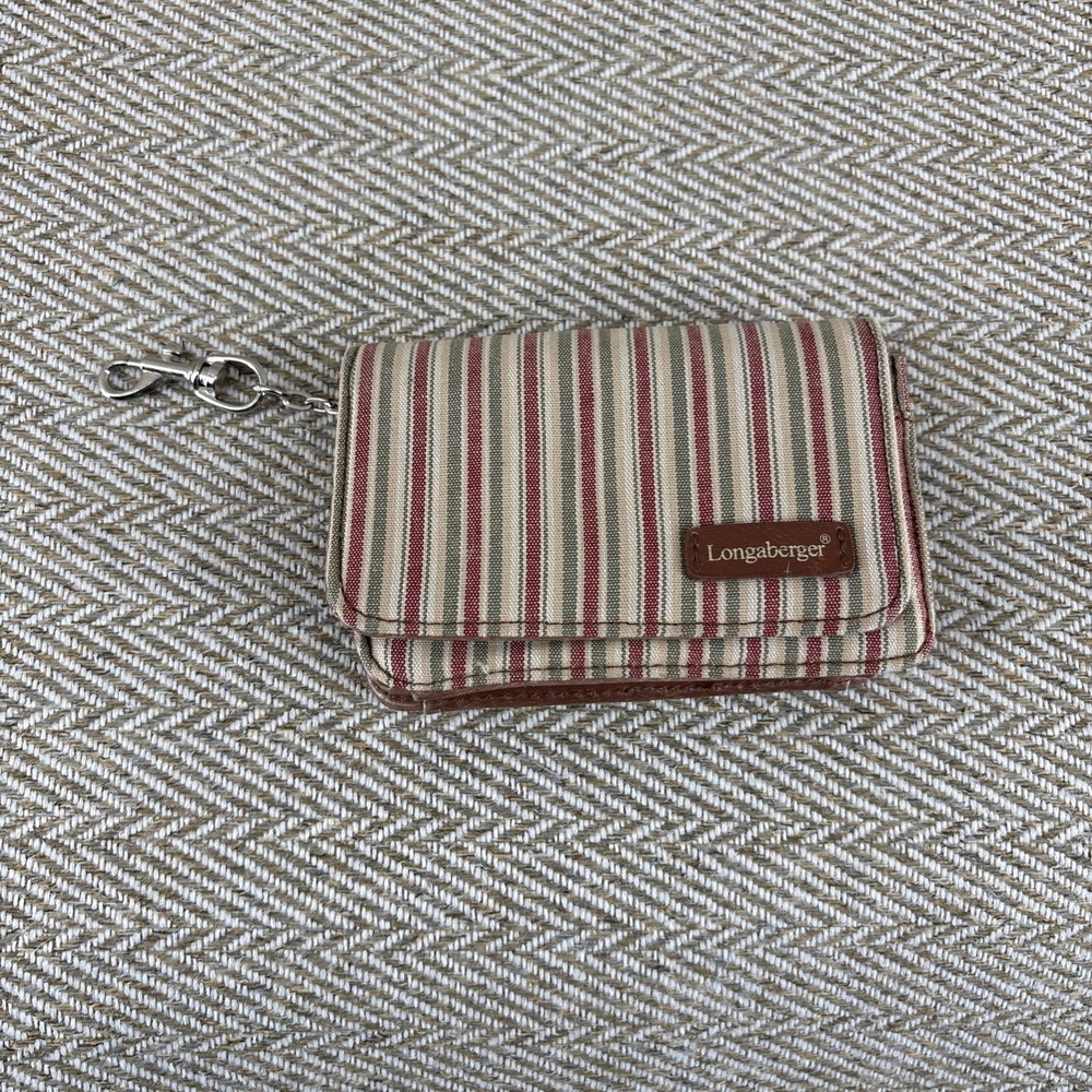 Longaberger Homestead Stripes Change Purse Red Interior Vintage
